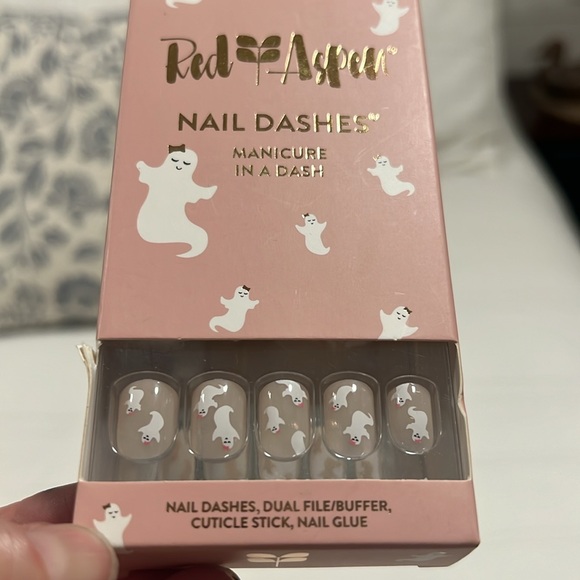 Red Aspen “Boo Season” Nail Dashes Manicure In A Dash Pale Pink Ghosts Halloween - Picture 10 of 11